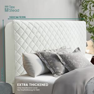 TEMU TEXSTEAD 스트레치 침대 헤드보드 커버 - 부드럽고 먼지 방지, 기계 세탁 가능 침실 가구 보호대 - 싱글, 더블, 퀸 & 킹 침대용 - 현대적인 기하학적 디자인, 폴리에스터, 침실 장식 | 퀼트 헤드보드 커버 | 내구성 있는 헤드보드 커버, 침구 액세서리