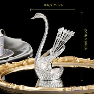 TEMU 7피스 유럽 스타일 라이트 럭셔리 백조 스푼 레스트 세트, 서양식 레스토랑 식기 보관, 가정용 주방 및 레스토랑 테이블 액세서리, 스푼, 포크, 젓가락 보관 가능