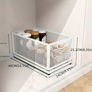 TEMU 1개의 금속 수납 정리함, 다기능 대형 풀아웃 겹쳐진 바구니, 주방 및 욕실용 내구성 있는 롤링 바구니, 스타일, 가정 주방 액세서리, 가정 정리용 수납함, 가정 정리용 바구니, 통 및 용기