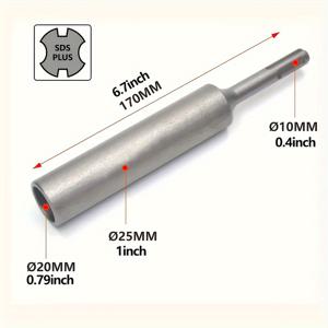 TEMU 크롬 몰리브덴 합금 강철 해머 드릴 비트, 20mm 내경 25mm 외경의 SDS 플러스 지지대용 지지대용 해머 드릴과 호환되는 SDS 플러스 지지대용 해머 드릴 비트, 접지 막대용 열처리된 드라이브 슬리브, 연장 수명