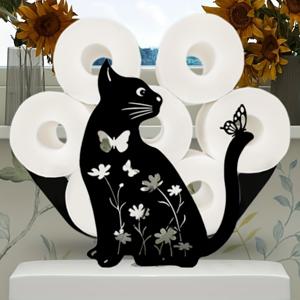 TEMU 크리스마스 화장지 홀더 장식, 양면 스탠딩 타비 화장지 홀더, 귀여운 고양이 동물 철제 장식 홈 데코 페이퍼 롤 정리대, 테이블탑, 욕실, 세면대 또는 수납 선반용, 추가 8롤 수납, 크리스마스/할로윈 선물 장식