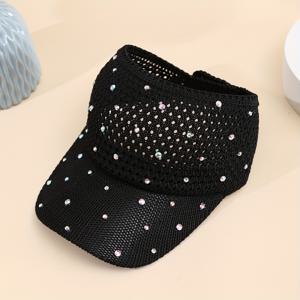 TEMU 여성을 위한 1pc 통기성 비저 모자 - 검은색과 금색 별 장식, 여름, 달리기, 사이클링, 캐주얼 웨어에 이상적, 폴리에스터 원단, 통기성 헤드기어 | 별 장식된 모자 | 건설, 비저 모자