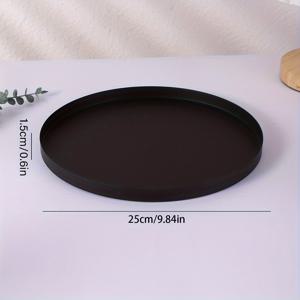 TEMU 1 클래식 아이언 라운드 트레이 - 우아한 블랙 & 베이지, 보석, 화장품 보관 및 홈 데코에 이상적 - 커피 테이블, 욕실 화장대, 또는 식물 디스플레이, 화장품 거치대에 다용도 사용 | 슬릭 블랙 트레이 | 아이언 구조, 화장대 트레이