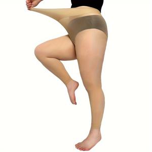 TEMU 1/4팩 플러스 사이즈 여성용 나인텐스 호스 오일 양말, 엑스트라 두꺼운 와이드 팬티스타킹 블랙-그레이 라이트 베이지 매트 마감, 미끄럼 방지 밑창으로 일상 패션 다재다능함