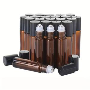 TEMU 24개+4 액세서리 10ml 에센셜 오일 롤러 병 - 앰버, 유리, 24개의 에센셜 오일 병, 2개의 깔때기, 2개의 드로퍼 포함