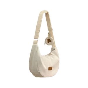 TEMU 여성용 시크한 코듀로이 크로스바디 백 - 가벼운 캐주얼 만두 스타일, 고정 스트랩 & 지퍼 클로저 - 하이킹, 사이클링 & 학교에 완벽, 2024년 신상 패션, 등산, 캠퍼스 스타일, 한국 및 일본 스타일|가방|크로스백|슬링백