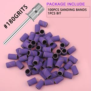 TEMU #180 그릿 보라색 샌딩 밴드 (만드렐 드릴 비트 포함) - 네일 아트, 폴리쉬 제거 및 매끄러움을 위한 전문가용 매니큐어 & 페디큐어 도구 키트
