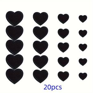 TEMU 20개 핑크 하트 애플리케이션 패치 - 다양한 크기, 귀여운 미니 하트 자수 장식, 옷, 재킷, 배낭, 청바지, 모자, 가방, 자수 장식| 유쾌한 디자인| 세부적인 스티칭, 가정용 하트 장식
