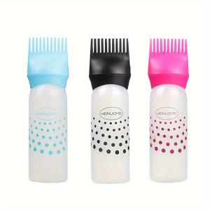 TEMU 3개 대용량 헤어 염색 병 - 6온스 냉장고 안전, 무취, 측정 표시가 있는 직사각형 용기 및 쉬운 헤어 컬러링을 위한 부드러운 브러시, 헤어 염색 용품, 세련된 병 디자인, 내구성 있는 플라스틱 병, 염색 도구, 카셀 헤어 크림, 두피 어플리케이터, 헤어 크림, 내장 빗이 있는 헤어 염색 스틱, 헤어, 헤어 염색 어플리케이터, 브레모드 세럼