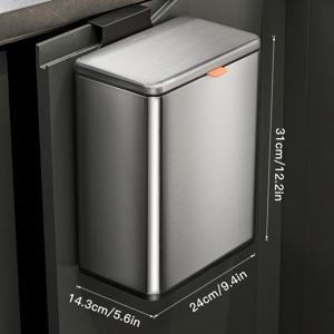 TEMU 냄새를 막는 뚜껑이 있는 스테인레스 스틸 직사각형 주방 캔 1개, 싱크대 아래 공간 절약형 콤포스트 바인, 쉽게 청소할 수 있는 현대적인 디자인, 전기 필요 없음, 2가지 색상 선택 가능|싱크대