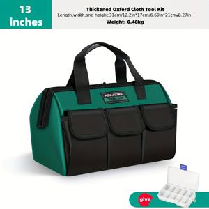 TEMU 전기공 및 목수용 고강도 반사 스트립이 있는 내구성 강한 캔버스 도구 가방 - 다목적 휴대용 캐리어