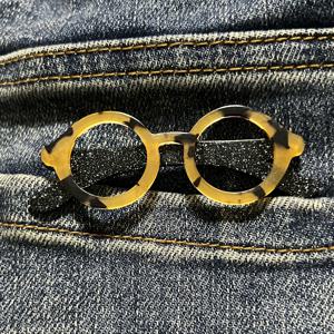 TEMU 패션 아크릴 안경 모양 브로치 핀, 기하학적 패턴, 수공예 컬러 배치, 15세 이상을 위한 독특한 액세서리, 도금 없음 - 1개 팩