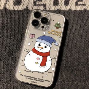 TEMU 크리스마스 눈사람 투명 올인원 아이폰 케이스, 11, 12, 13, 14, 15, XS, XR, X, 7, 8, 6s, 미니, 플러스, 프로, 맥스, SE 시리즈 - 크리스마스와 할로윈을 위한 완벽한 선물
