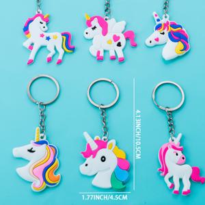TEMU 12개 2D 유니콘 키체인 | 고무 파티 답례품, 생일 선물, 백팩 키링 참, 랜덤 색상