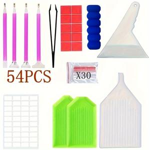 TEMU 초보자를 위한 54피스 완벽한 DIY 5D 페인팅 키트 - 핑크 도구 및 액세서리, 펜, 트위저, 드릴 머드 등 포함 - 이상적인 공예 선물 세트, 새로운 페인팅 키트, 비즈 보관함, 비즈 만들기