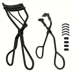 TEMU 블랙 속눈썹 컬러 리필 패드 포함 - 스테인리스 스틸 미니 속눈썹 컬링 완드, 로즈 골드 느낌 (로즈 골드 부품 없음) & 블랙 팁 - 컴팩트 속눈썹 펌 도구, 민감한 베이지용 / 프로페셔널 메이크업, 쉬운 클립 뚜껑 힌지