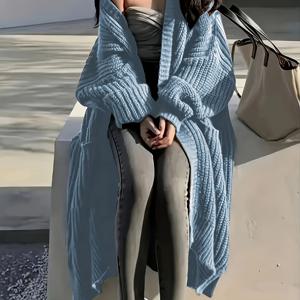 TEMU 여성용 오픈 프론트 카디건 캐주얼 롱 슬리브 오프숄더 코트