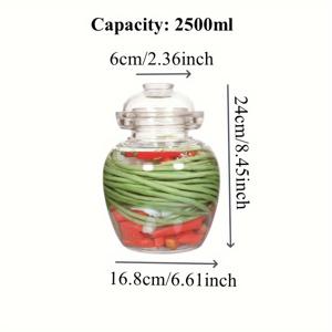 TEMU 1개 2500ml 발효용기, 방수 유리 피클 병, 유리 발효용기, 피클 만들기 및 보관용