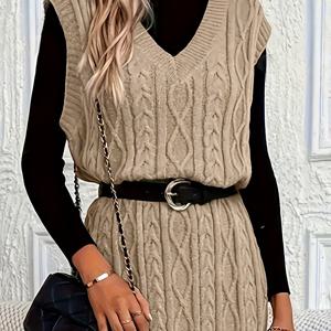 TEMU 플러스 사이즈, 2024 유럽&미국 레트로 스웨터 캐주얼 다용도 롱 드레스 - 봄/여름/가을/겨울