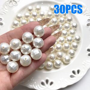 TEMU 30개 14mm 다면체 아크릴 구형 비즈 - 광택 투명 DIY 공예용, 팔찌, 목걸이, 키링 제작용 균일한 디자인을 위한 원형 비즈