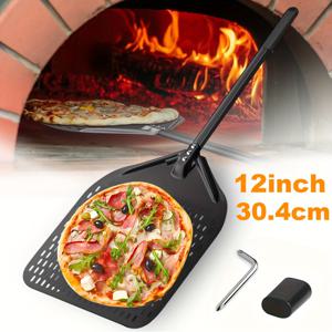 TEMU 1pc WIDEEP 구멍이 있는 피자 스플 - 30.4 x 35.56cm 직사각형 알루미늄 전달 휠, 전문 피자 도구, 다중 구멍으로 쉽게 다루고 슬라이싱, 피자 액세서리