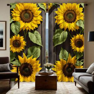 TEMU 프린트 세미 쉬어 플란넬 윈도우 패널 - 거실용 2장 세트 - 세척 가능, 봉 삽입 방식, 폴리에스터, 아메리카나 스타일 장식 플로럴 드레이프 - 파티오 도어용, 올 시즌 홈 데코