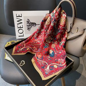 TEMU 여성을 위한 우아한 빨간 꽃무늬 실크 사각 스카프, 100% 실크, 다용도 장식 스카프 칼라, 건조 청소, 스트레치되지 않음, , 따뜻함, 프린트 공예, 외출에 이상적인 스카프