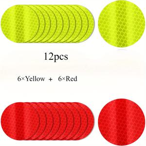 TEMU 12개 고시각 노란색 및 빨간색 반사 스티커 - 차량, 자전거, 및 의류용 방수 안전 반사 테이프 - 야간 시각성용 허니콤 점 디자인, 배터리 없음