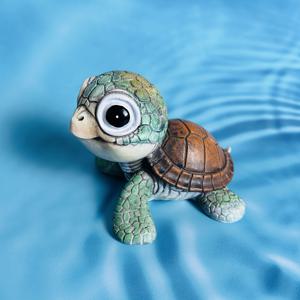 TEMU 사실적인 수지 바다거북 조각상 - 생동감 있는 미니어처 수족관 장식, 녹색과 갈색 디테일로 손으로 그린, 홈 데코 및 정원 조경에 이상적, 랜드스케이프 액세서리|생동감 있는 외관|정교한 장인 정신, 거북이 장식