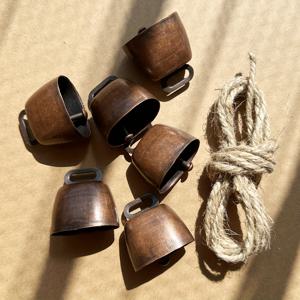 TEMU 6개의 캐스트 아이언 슬레이 벨 세트, 70.87인치 헵 로프 포함, DIY에 적합, 2가지 사용 방법, 계절 장식에 적합, 크리스마스, 부활절, 추수 감사절, 할로윈에 다용도로 사용 가능 - 농촌 휴일, 애완 동물 및 가축 벨