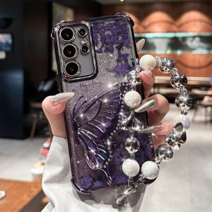 TEMU 삼성 S24울트라 휴대폰 케이스 퀵샌드 브라켓 Fe 4코너 낙하 방지 갤럭시S23플러스 꽃 팔찌 포함 S22 글리터 보호 커버 신형 S25/S25U 휴대폰 케이스 하이엔드