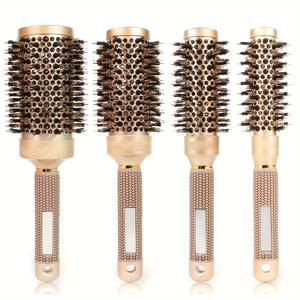 TEMU 4개 세트 골든 알루미늄 튜브 빗, 미끄럼 방지 핸들 대형 웨이브 디자인 헤어 브러시 - 젖은 머리와 건조한 머리 모두 사용 가능, 균일 열 분포로 부드러운 스타일링