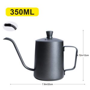 TEMU 스테인리스 스틸 구즈넥 커피 & 차 주전자 - 350ml, 집 & 주방 사용을 위한 정밀 드립 주둥이, 캠핑에 이상적