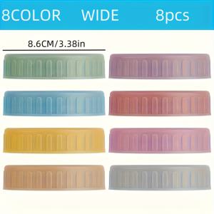 TEMU 8개 세트 방수 7cm/8.6cm 메이슨 자리 뚜껑 - 색상 플라스틱 일반 입구 캔 커버, 재사용 가능한 보관용 뚜껑 및 유리병용, 스테인리스 스틸 핸들 메이슨 자리 뚜껑, 작은 입구 메이슨 자리 액세서리, 보존용 병뚜껑