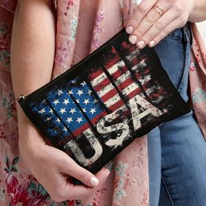 TEMU 미국 국기 테마 메이크업 파우치, 노란색 지퍼 토트백, 라벤더 스토리지 파우치, 양면 프린트 여성 화장품 가방, 욕실 정리함, 학생용 문구 케이스