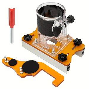 TEMU 정밀한 가장자리 다듬기 도구가 있는 2-in-1 조절 가능한 목공 슬롯 커터 - 오렌지 & 화이트 라우터 테이블 베이스 플레이트, 깊이 조절 노브, 질감 있는 그립, 상세한 목공 작업용, 목공 도구