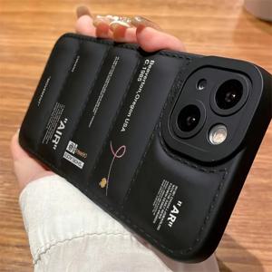 TEMU 아이폰 16 15 14 13 12 프로 맥스 플러스용 쿨링 디자인, 럭셔리 다운 재킷 소프트 TPU 충격방지 렌즈 일체형 휴대폰 케이스