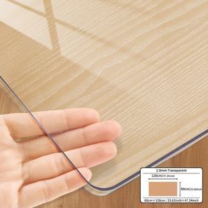 TEMU PVC 2.0mm 두께 투명 테이블보, 스크래치 방지 및 내열성 테이블 커버, 표면 보호 필름, 가정용 호텔 식탁보 커피 테이블보 가정용 테이블 러너 1개