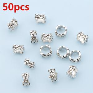 TEMU 100개/50개 소형 꽃 테두리 스페이서 비즈, 루즈 스페이서 비즈, 대구멍 꽃무늬 비즈, 매화 라운드 홀 루즈 비즈, 장식용 비즈, 화환 피어싱 라운드 비즈, 패턴 통구 루즈 비즈, 주얼리 DIY 팔찌, 목걸이, 발찌, 귀걸이, 헤어 액세서리, 펜던트, 폰 스트랩, 키체인, 의류 액세서리, 공예, 액세서리 제작 재료용