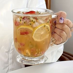 TEMU 대형 빈티지 BPA 프리 유리컵 - 커피, 주스, 우유, 차에 적합 - 재사용 가능한 와인잔, 우아한 음료용기, 선물로 이상적 (손세척 전용)