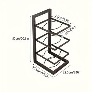 TEMU 높이 조절 가능한 스테인리스 스틸 냄비 랙 - 냄비, 팬 및 주방용품을 위한 2단 주방 정리대 | 작은 주방을 위한 공간 절약형 보관 솔루션 | 효율적인 정리를 위한 다수의 선반을 갖춘 내구성 있는 블랙 메탈 디자인, 조리기구 정리대 | 모던 주방 랙 | 스테인리스 스틸 구조, 식료품 저장실 정리 및 보관