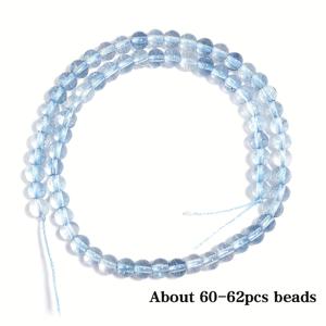 TEMU 1줄 천연 연한 파란색 토파즈 비즈 - 화이트 & 터키석 크랙클 마블링 구형 보석 DIY 주얼리 만들기, 팔찌, 목걸이, 귀걸이 - 여성 및 남성용 루즈 비즈, 크랙클 효과 천연 스톤 비즈