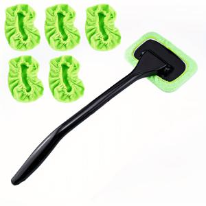 TEMU 6피스 윈드실드 클리닝 키트, 5개 재사용 가능한 실내 청소 천 및 더러운 차량 청소 브러쉬 포함