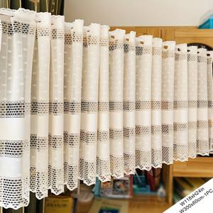 TEMU 1개 베이지 빈티지 기하학적 레이스 발런스, 60g/㎡ 폴리에스터, 주방, 카페, 침실, 방문, 반드러블 커튼, 60cm 높이, 경량 자카드 직조, 그로메트 탑 매달림, 예술 테마 장식, 무선, 정교한 디자인, 안감 없음, 모든 계절 사용, 주방 창문 처리 | 우아한 창문 처리 | 폴리에스터 원단