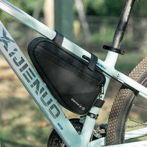 TEMU 내구성 있는 폴리에스터 섬유 자전거 프레임 가방, 조절 가능한 스트랩, 삼각형 상단 튜브 포켓, 산악 및 도로 자전거용, 사이클링 도구 보관 패키지, 자전거 액세서리