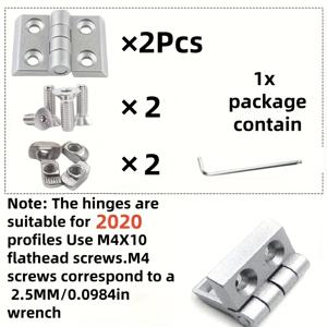 TEMU 2개 세트 아연 합금 산업용 힌지 키트 (나사 및 슬라이더 포함) - 2020/3030/4040 알루미늄 호환 | DIY 가구, 캐비닛 도어 및 로봇공학에 이상적 | 내구성 있는 금속 구조, 엔지니어 및 메이커를 위한 견고한 디자인, 캐비닛 힌지, 견고한 설계, 정밀 공학, DIY 애호가용