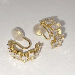 TEMU 빛과 우아함이 가득한 불규칙한 C-형 귀클립 - 뚫지 않아도 됩니다, 파티 및 휴일 장식, 큐빅 지르코니아, 모든 계절, 파티 액세서리| 반짝이는 귀걸이| 큐빅 지르코니아 귀걸이