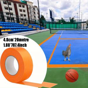 TEMU 오렌지 아웃도어 스포츠 코트 마킹 테이프, 25m 길이, 쉽게 찢어낼 수 있는, 날씨에 내성을 가진 PE 접착제, 다양한 크기(10미터/18미터/20미터/25미터)에서 사용할 수 있는, 농구, 축구, 테니스 필드에 적합한, 내구성이 뛰어난 라인 마킹 테이프