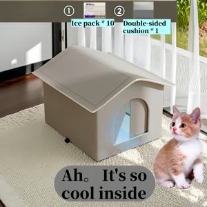 TEMU 사계절 고양이 침대, 애완동물 침대, 보온 및 방한 기능, 스펀지 옥스포드 원단, 다중 애완동물 및 소형견용, 여름용 아이스팩 10개 포함, 사계절용 양면 침대 패드