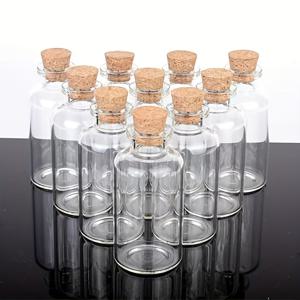 TEMU 10개의 작은 공예 빈 병을 포함한 세트, 34mm x 16mm 크기, 코크 스토퍼, 작은 유리 ведь고기 병을 특징으로 합니다. 장식용 병. 할로윈을 위한